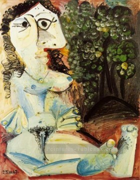 Femme nue dans un paysage 1967 abstrait Nue Peinture à l'huile